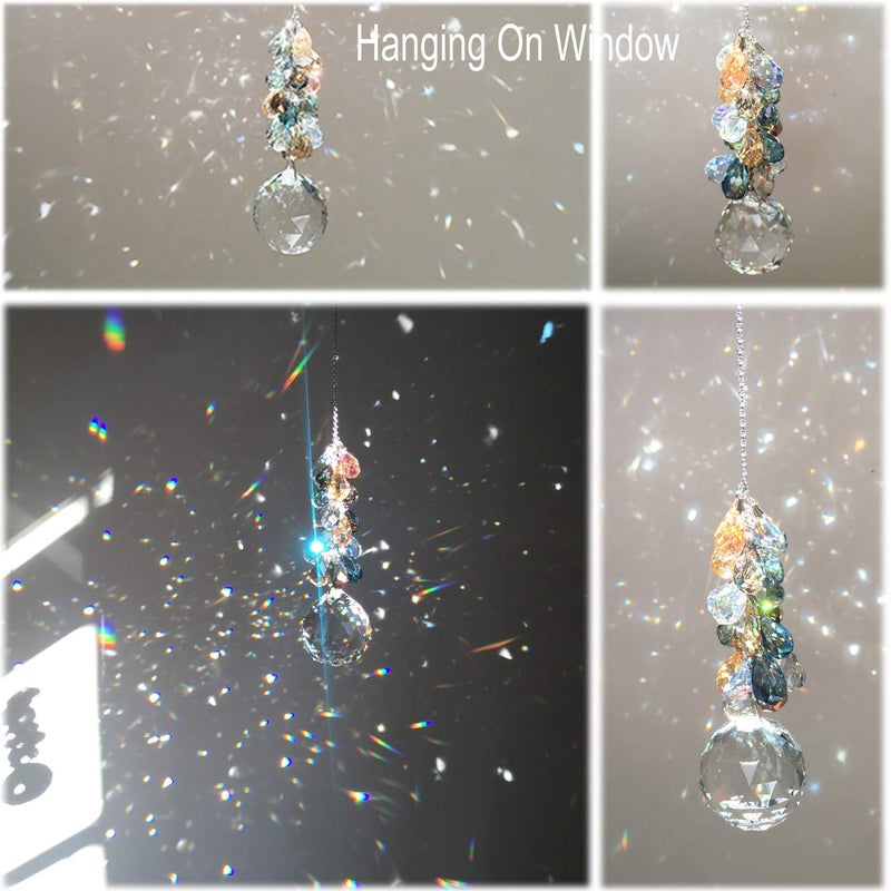 Pedobo 40mm Crystals Ball Prisms Suncatcher Hanging Ornament Chakra Crystals Rainbow Maker with Colors Crystal Pendants for Home,Office,Garden Decoration - Image 5